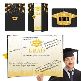 ANYGIFT 2024 Graduation Party Decorations Graduation Guest Book,Graduation Decorations Class of 2024 Graduation Gifts for College High School,Grad Signature Guest Book for Party (Black&Gold)