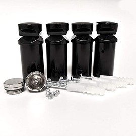 Black Full Set of Universal Brackets for Heated Towel RAIL Radiator Flat Or Curved With Plugs