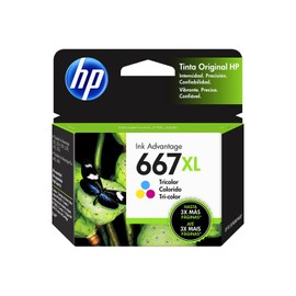 HP Cartucho de Tinta 667XL Tricolor Original, Compatibilidad con Impresoras DeskJet Ink Advantage 1275, 2374, 2375, 2376, 2775, 2776, 6076, 6476, 6476, Rendimiento hasta 330 páginas (3YM80AL)