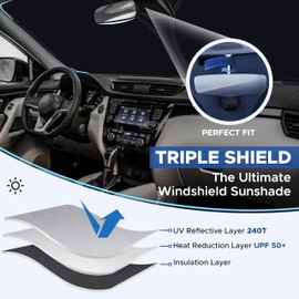 EcoNour Windshield Sunshade Compatible for Ford Maverick 2022-2024 2025-240T Polyester Material Cars Sun Visor Reflector Blocks UV Rays - Foldable Sunshade Interior Protection Accessories