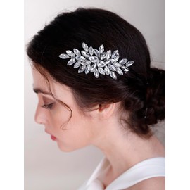 Octwine Bride Wedding Silver Green Red Blue Rhinestone Crystal Hair Comb Wedding Party Prom Hair Headpiece Bridal Wedding Hair Accessories for Women (Silver)