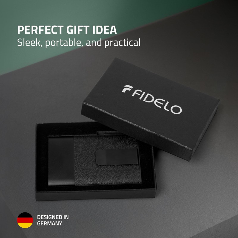 Fidelo Minimalist Men's Wallet with Money Clip - RFID Blocking,