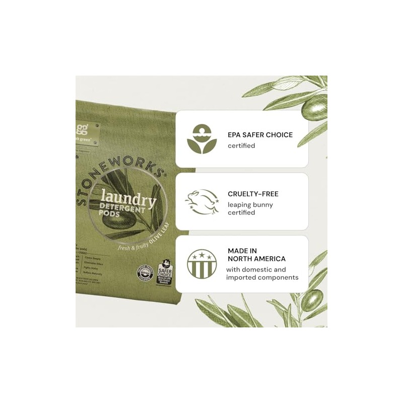 Grab Green Stoneworks Natural Laundry Detergent Powder Pods, Oak Tree,