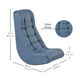 FDP Tufted Floor Rocker for Kids, Teens and Adults; Comfortable, Ergonomic Chair for Reading, Playing Video Games, or Watching TV - Powder Blue, 10488-PB