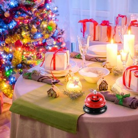 yotutun Table Bell, Pack of 4 Call Bells Reception Bell with Crisp, Metal Hand Bell, Table Bell with Smile Pattern for Restaurant, Kitchen, Hotel, Bars, Service, Pet, Smile Bell, Table Bell