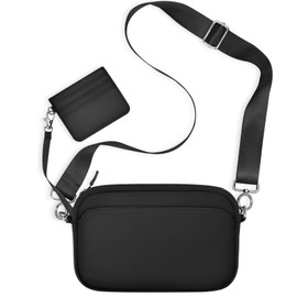 TOPEAST Crossbody Bags for Women - Shoulder Bag with Leather Card Holder, Multiple Pockets & Adjustable Strap for Travel, Black