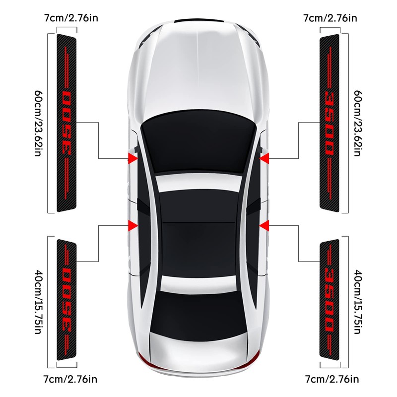 Car Door Sill Protector for RAM 3500, 4Pcs Reflective Carbon