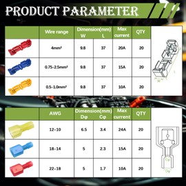Twidec/120PCS Quick Splice Wire Terminals 60 Pairs T-TAP Disconnect Self-Stripping 22-10 AWG with Nylon Fully Insulated Male Spade Electrical Terminals Kit for Automotive Marine