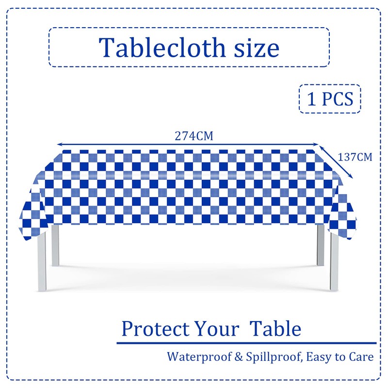 Blue and White Checkered Table Cloth Party Disposable Table Cover,137cmx274cm