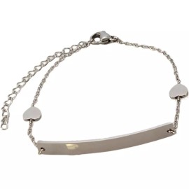 None New Silver Stainless Steel Delicate Heart Chain ID Bracelet