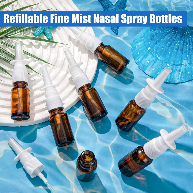 ZHWKMYP 10 Pcs Nasal Spray Bottle, 10ML/0.35OZ 6 Pcs Refillable