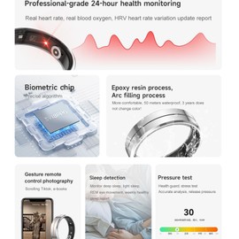 YouthWhisper Smart Ring for Women & Men, Health Tracker with Blood Oxygen Monitor, Heart Rate & Sleep Monitor, 5-7 Days Battery, Waterproof Fitness Ring Black #11