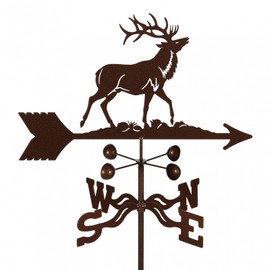 EZ Vane Elk Weathervane — 4-Sided Mount, Wind Cups, Antique Copper Finish, Steel with Durable Triple Powder Coating, Handcrafted in USA