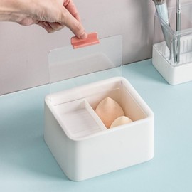 Storage box, organize accessories, cotton swab, cotton cover, bathroom, 2 compartments - 1-Accessory organizer - white / 보관함 악세사리 정리 면봉 솜 덮개 욕실 2칸 - 1-소품정리함-화이트