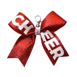 Cheer Bow Keychain for Women Cheerleaders Cheerleading Keyrings Charms for Teen Girls Cheer Bag Accessories for Women Glitter Red Bow Keychains for Cheerleader Team Members Sports Accessory for Girl