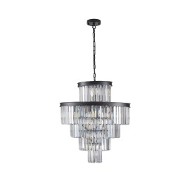 Luxury Crystal Chandelier Lighting Modern 15-Light Contemporary K9 Crystal Chandelier Suitable for Living Dining Room EntrywayShade  color: Black, Design Style: Modern, Lamp Power(W): 60, Number of Lights: 15