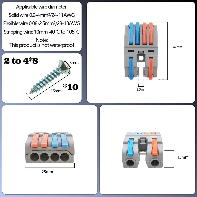 CTRICALVER Lever Connectors, Screw Terminal Block Set, Quick Wiring for