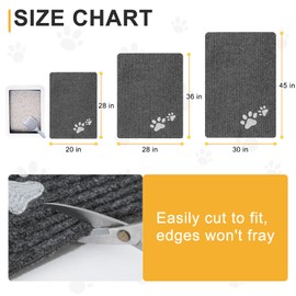 BEAUTYZOO Cat Litter Mat Litter Trapping Mat, 32” x 45”, Durable Cat Litter Box Mat with Scatter Control, Non Slip, Less Waste Kitty Litter Mat, Soft on Paws, Easy to Clean, Waterproof, Grey