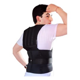 Faja Chaleco Y Corrector De Postura De 3 Velcros De Ajuste Color Negro Talla G