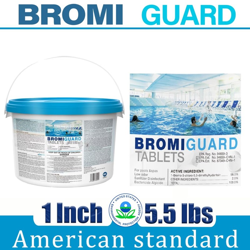 BROMIGUARD【 5.5 lbs】 1inch Bromine Tablets for Spa Hot Tub,