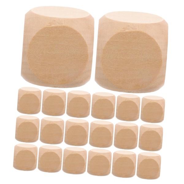 SEWACC 20pcs Creative Wooden Blank Dice Set Unfinished Cubes for