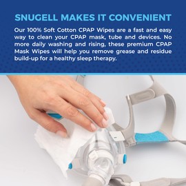 CPAP Mask Wipes by Snugell | 70 Count | Fresh Citrus Scent | 100% Soft Cotton | Lint & Alcohol Free | Skin Safe | Easy | Opening Canister | Clean CPAP Mask, Tube & Devices (2)