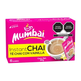 Mumbai Té Chai Mumbai Instantáneo Sabor Vainilla 6 Sobres, 90 Gramos