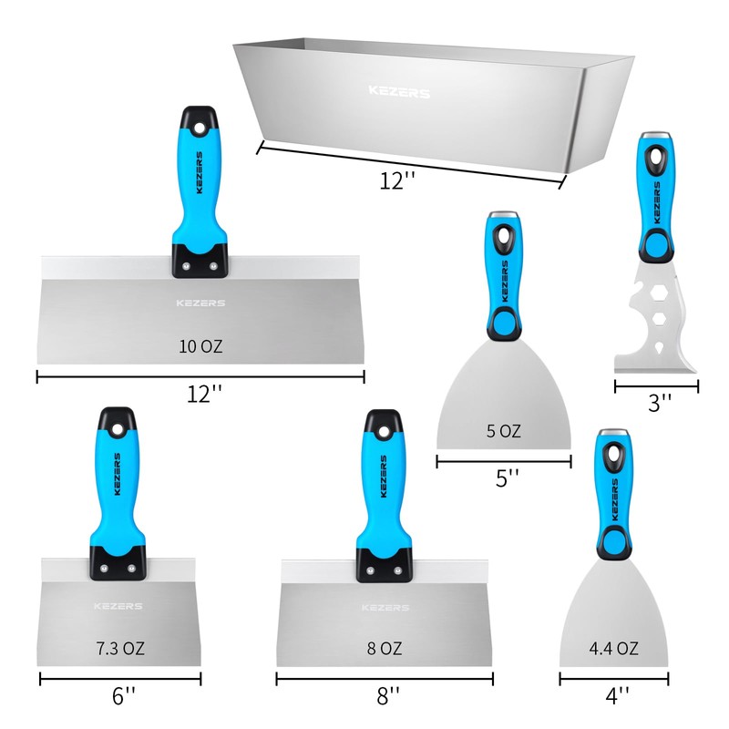 KEZERS Drywall Hand Tool Kit, 7 Pieces 3" 4" 5"