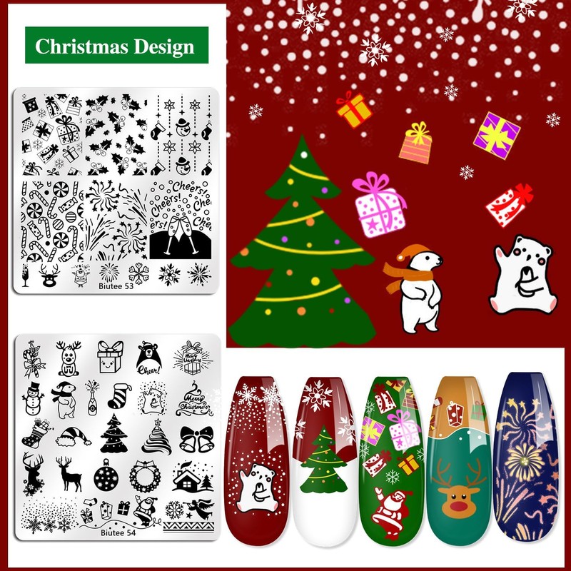 Biutee 15 Sets Nail Stamp Plates, Nail Print Iron Plates,