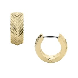 Fossil Women's Sadie Linear Texture Stainless Steel Huggie Hoop Earrings, Color: Gold (Model: JF04116710)
