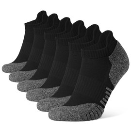 Closemate 6 Pairs Sport Trainer Ankle Socks for Men Low Cut Cotton Cushioned Tab Non-Slip Breathable Athletic Running Socks(6 Black, Size XL)