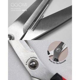 GGOMI Heavy Duty Multi-Purpose Kitchen Shears for Both Hand [2-Pack] Poultry Meat Chicken Fish Herbs Bone Cutting / 3T Serrated Blade/Quality Stainless Steel Scissors 9.8 Inches