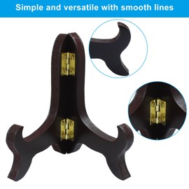 Rierdge 2 Pack 4" Easel Plate Holder Wooden Display Stand, Black Folding Stand Plate Holder for Display Plates, Photos, Books and Artwork