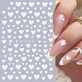 6 Sheets Love Heart Nail Art Stickers 3D Self Adhesive Nail Decals Gold Silver Red Black Heart Nail Art Design Hollow Heart Love Nail Stickers for Women Girls Acrylic Manicure DIY Decoration Design