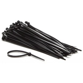 Perel Nylon Cable Ties Set 4.6 x 200 mm Black UV-Resistant Pack of 100