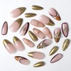 24Pcs Handmade Almond Press on Nails Medium Length Fake Nails