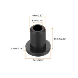 QUARKZMAN Pack of 50 T-shaped rubber hole seals, mounting diameter 5 mm, ID 3 mm, height 8.5 mm, black, sealing protection, cable seals, flexible for cable pipe