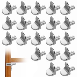 20 Pcs Shelf Support Pegs, L Shape 5mm Cupboard Shelf Pegs Furniture Shelf Brackets Pegs for Closet Wardrobe, Thickened Rack Bracket Nails Pins for Kitchen Cabinet Bookcase Glass Shelves (Silver)