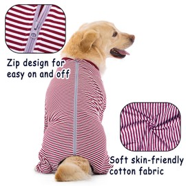 Axcimond Dog Recovery Suit - Long Sleeve Onesie with Zipper for Post-Surgery & Wound Protection, Cone Alternative