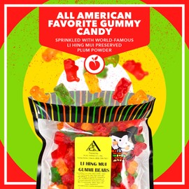 Asia Trans Gummy Bears with Li Hing Mui Plum Powder | Hawaiian Favorite | Sweet & Delicious Soft Gummy Candy (12 oz)