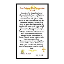 Novena Prayer to the Immaculate Heart of Mary Laminated Prayer Card with Medal Blessed By Pope Francis