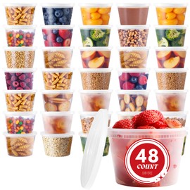 Tivcck 48 Sets Deli Containers with Lids,16oz Plastic Food Storage Containers,Leakproof Soup Container with Airtight Lids,Freezer Storage Container for Soup,Stackable,Dishwasher,Microwave Safe