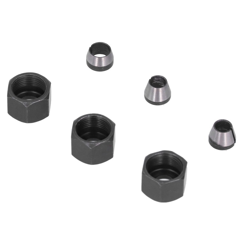 6Pcs Router Collet Adapter Carbon Steel 6mm 6.35mm 8mm Set