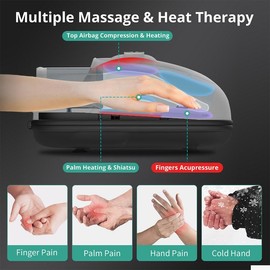 Medcursor Hand Massager, Cordless Hand Massager Machine with Heat for Hand Relax, Gifts for Women Men - Comfort Sensitive:_Black