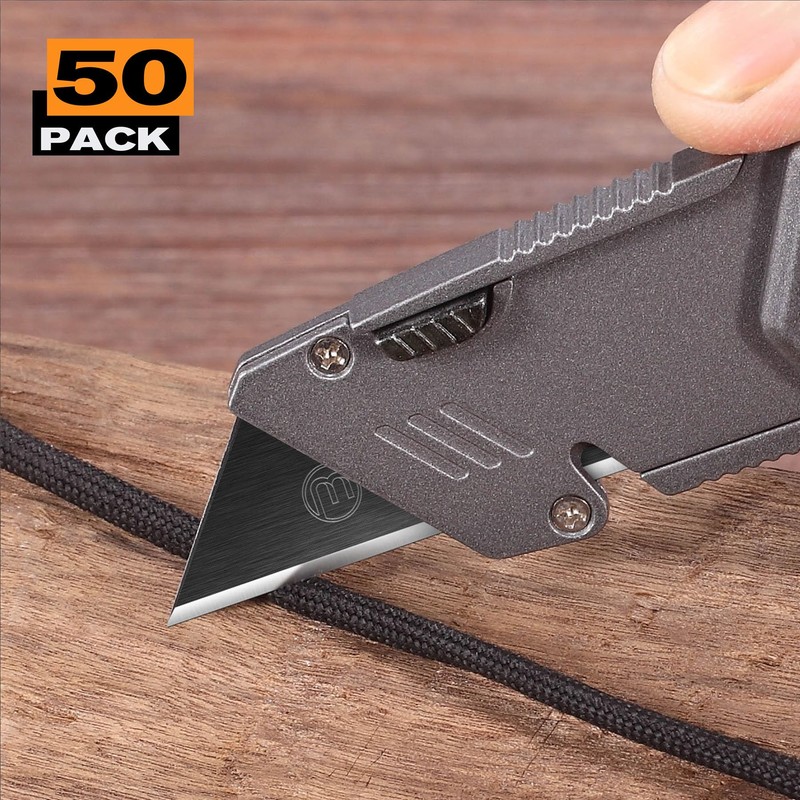 M MEEPO 50-Pack Utility Knife Blades, Blackened SK-2 Razor Blades