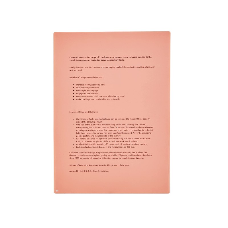 Crossbow Education Dyslexia Tinted A4 Page Overlays - Multi-Colour (Pack