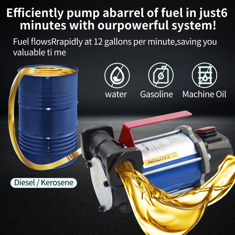 MENAITEK Diesel Transfer Pump Kit,12 GPM DC 12V Portable Self-Priming