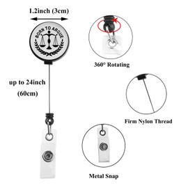 Law Badge Reel Born to Argue Lawyer Office Gifts Judicial Gifts for Lawyer Badge Holder Retractable Alligator Clip (25320 Law Badge)