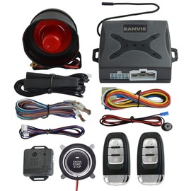 BANVIE ① Passive keyless Entry Car Alarm System + ② Remote Engine Starter + ③ Push to Start Iginition Button (with Siren)
