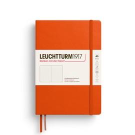 LEUCHTTURM1917 373982 Notebook Medium (A5), Hardcover, 251 Numbered Pages, Pumpkin, Dotted